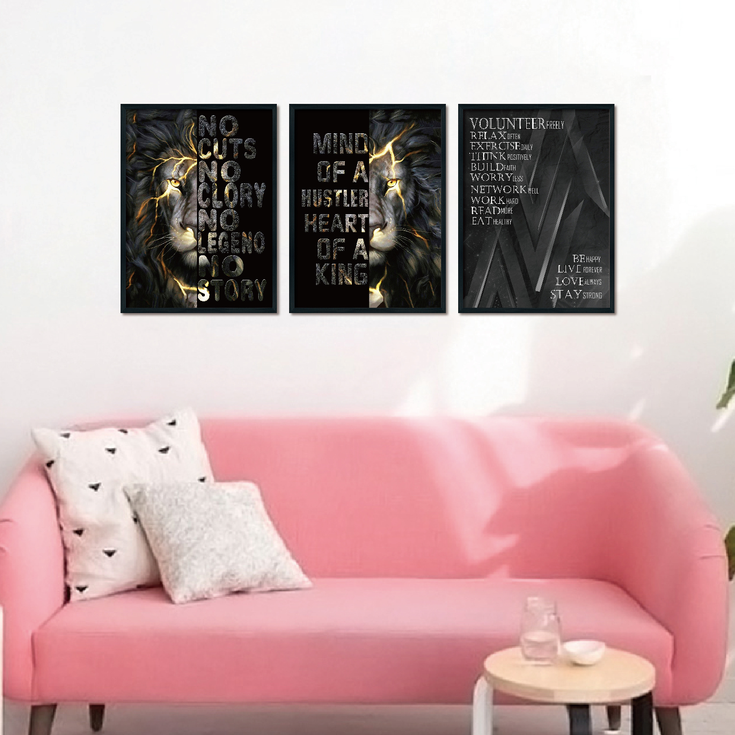 Triplet Wood Frame Decorative Painting (Lion)