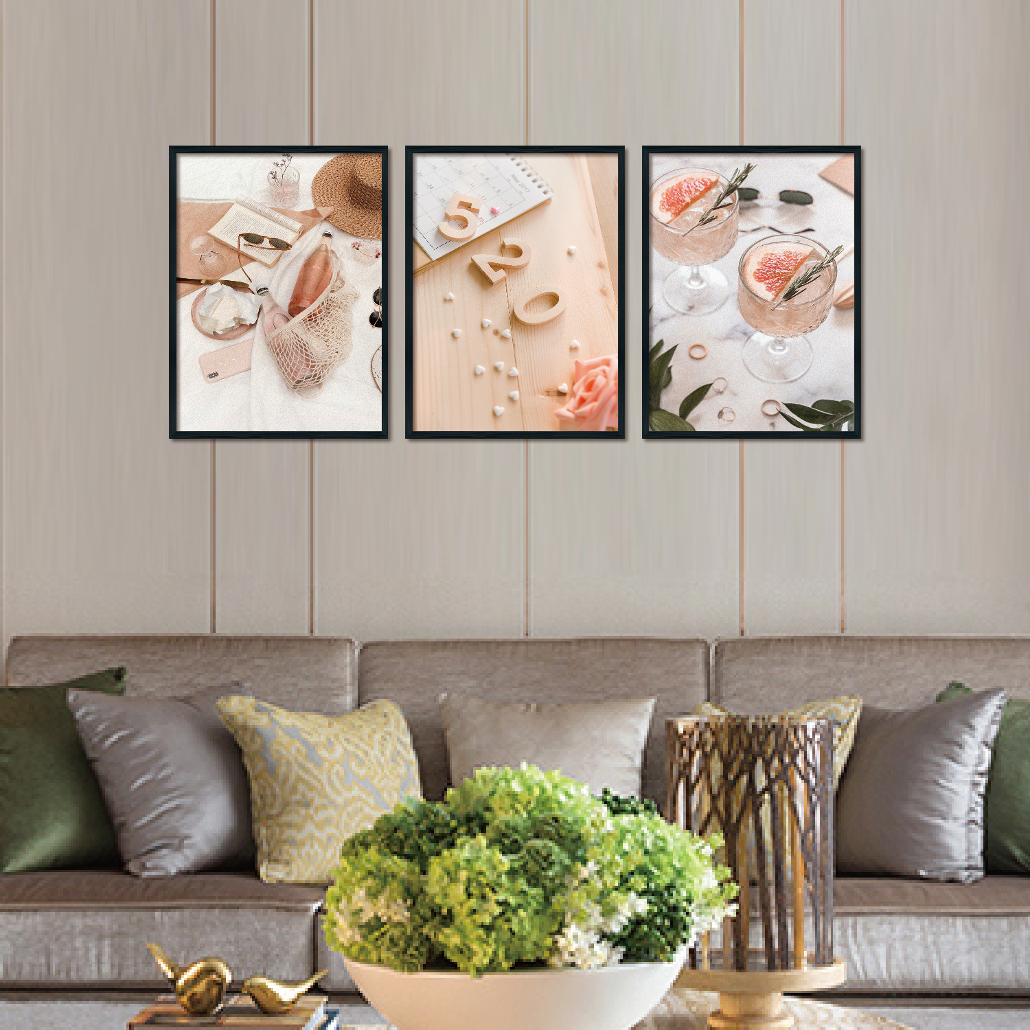 Triplet Wood Frame Decorative Painting (520)