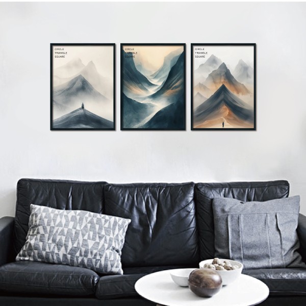 Triplet Wood Frame Decorative Painting (Moshan)