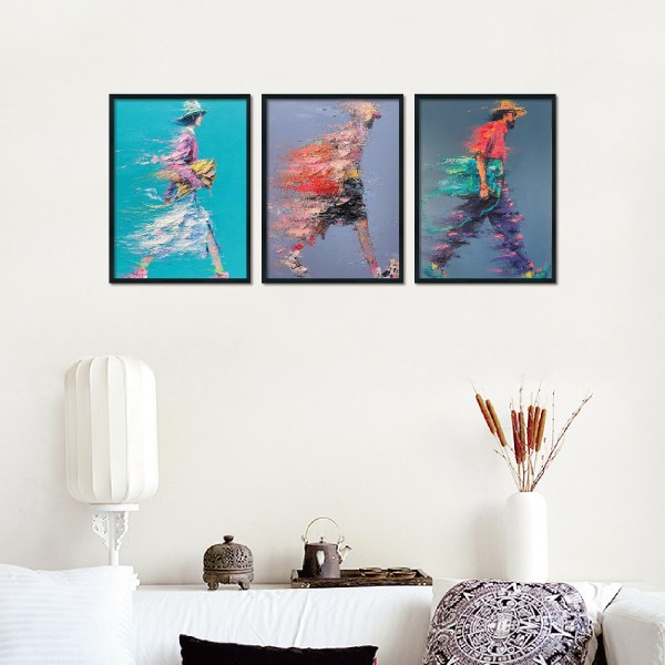 Triplet wood frame decorative painting (imaginary figure)