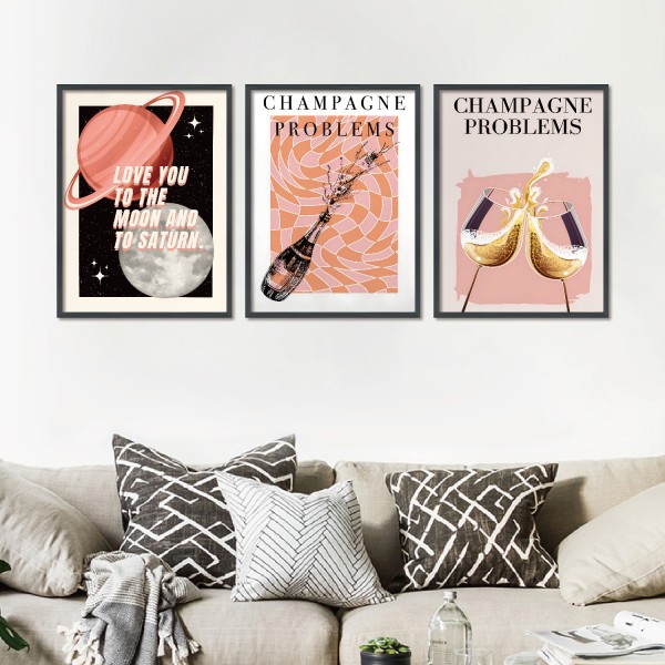 Three decorative Paintings (Champagne)